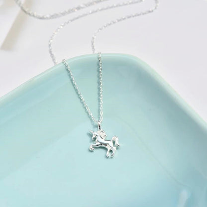 Sparkling Sterling Silver Unicorn Necklace with Belcher Chain - sugarkittenlondon