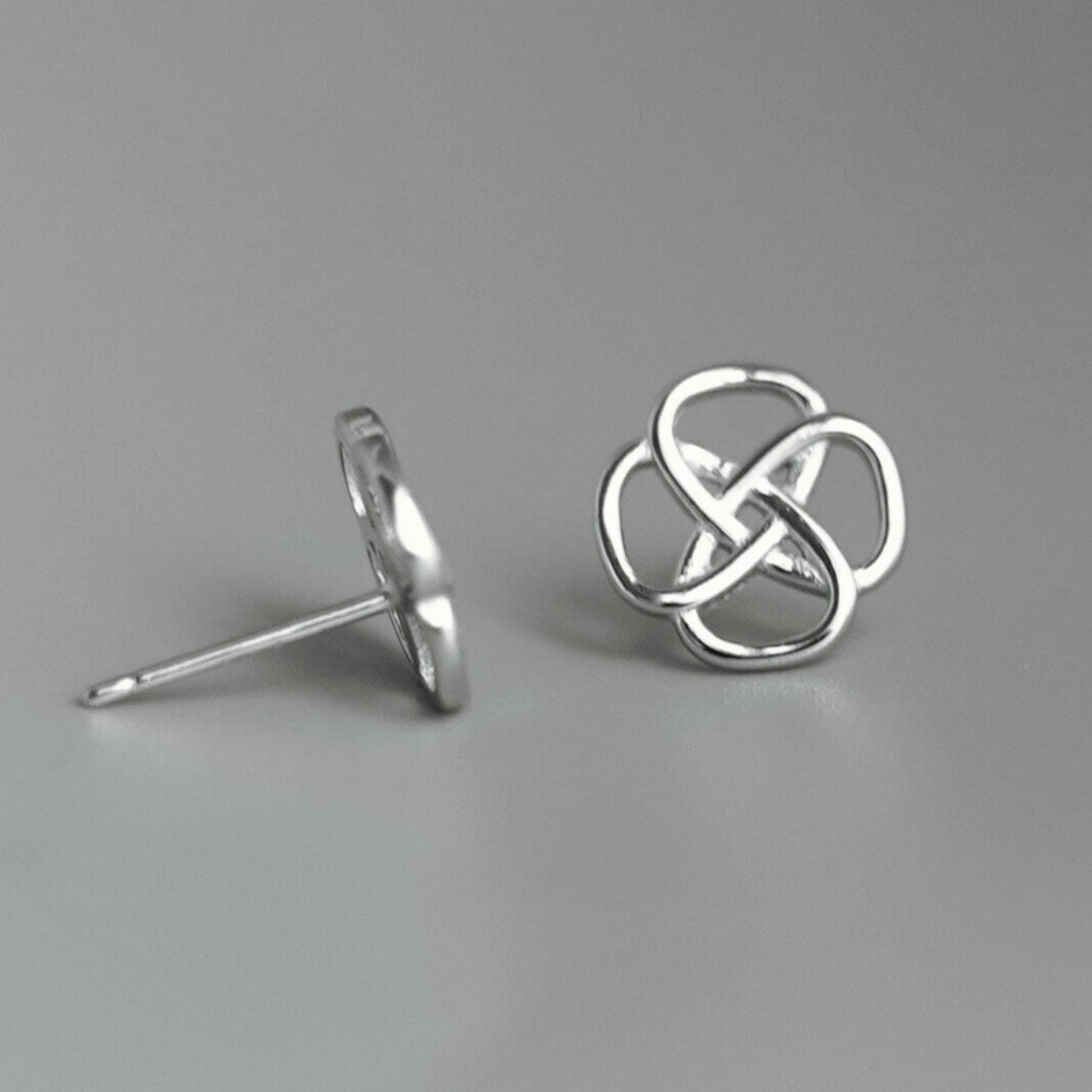 Celtic Knot Floral Wire Stud Earrings with 925 Sterling Silver Butterfly Backs - sugarkittenlondon