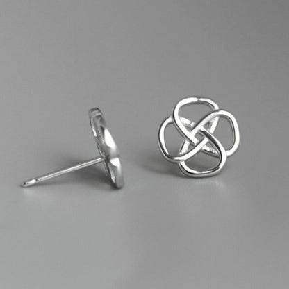 Celtic Knot Floral Wire Stud Earrings with 925 Sterling Silver Butterfly Backs - sugarkittenlondon