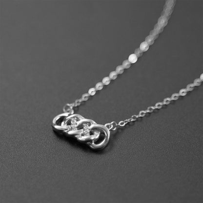 Rhodium on Sterling Silver Double Infinity Paved CZ Forever Necklace Jewellery - sugarkittenlondon