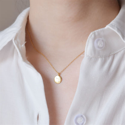 Sterling Silver Disc Necklace with Pebble Finish and Gold Plated Chain - sugarkittenlondon