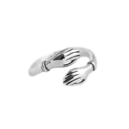 Sterling Silver 2-Tone Hugging Hands Rings: A Gift for the One You Love - sugarkittenlondon