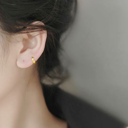 10mm Cuff Hoop Earrings with 2mm Band in 18K Gold Plated Sterling Silver - sugarkittenlondon