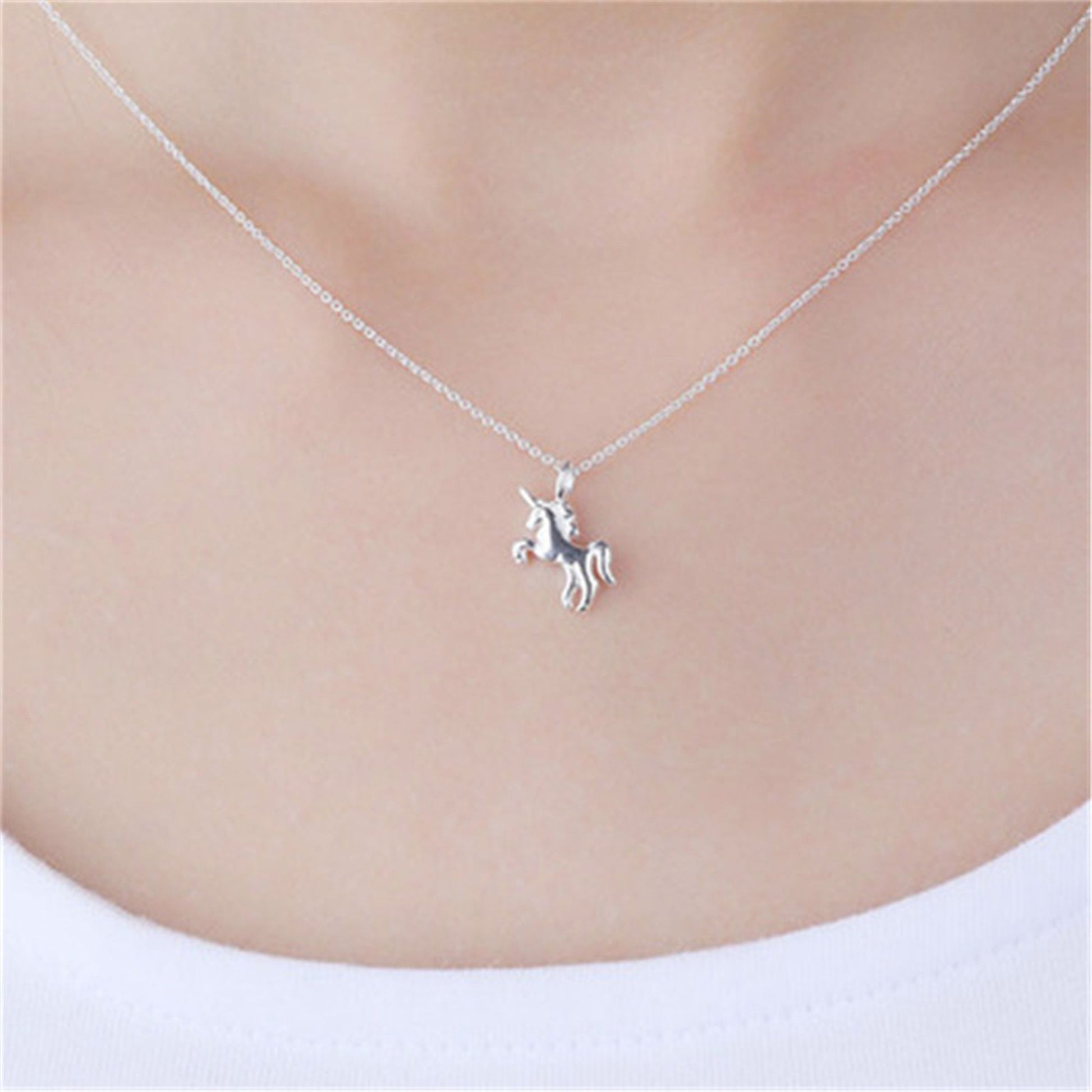 Sparkling Sterling Silver Unicorn Necklace with Belcher Chain - sugarkittenlondon