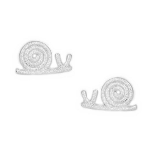 925 Sterling Silver Brushed Matte Snail Stud Earrings - Perfect Gift for Nature Lovers - sugarkittenlondon