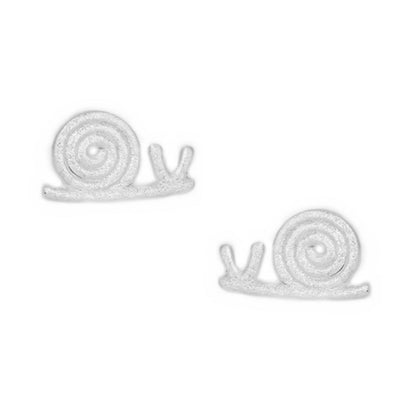 925 Sterling Silver Brushed Matte Snail Stud Earrings - Perfect Gift for Nature Lovers - sugarkittenlondon