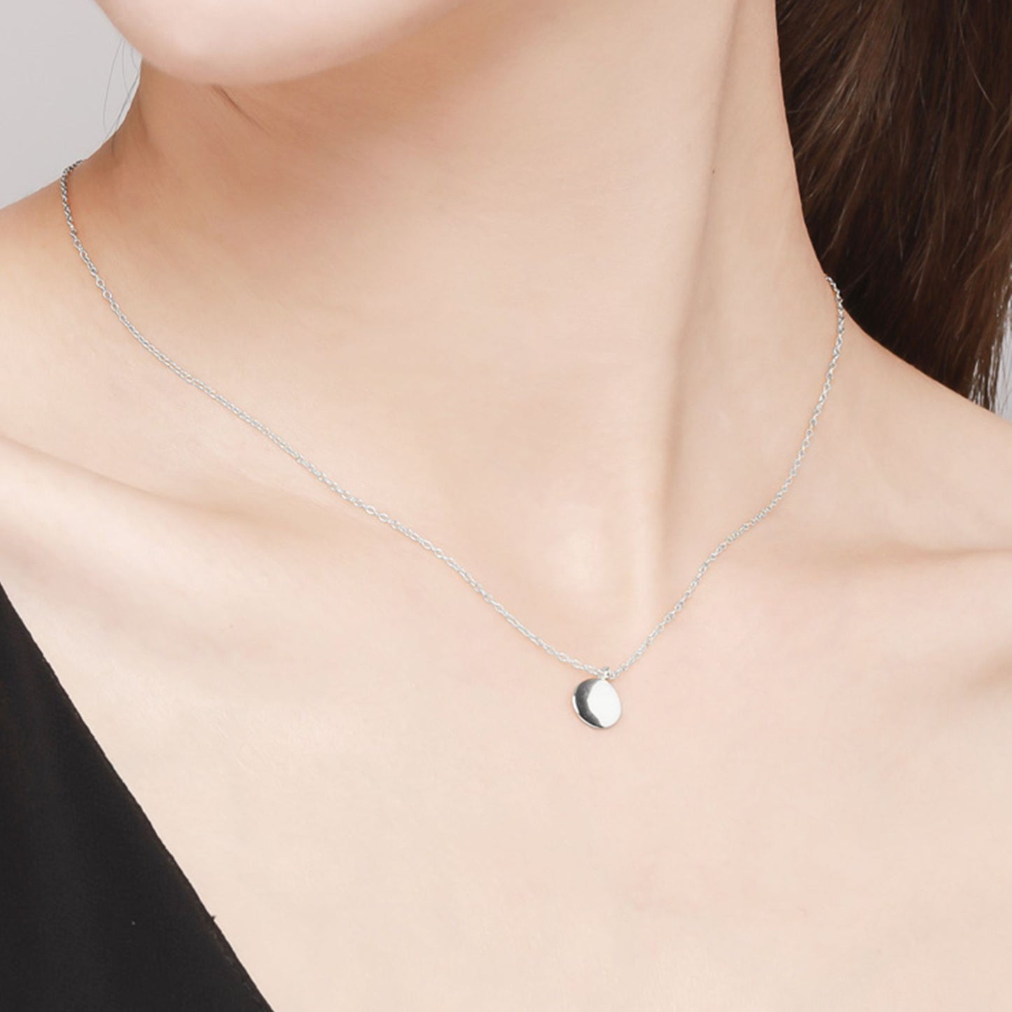 Sterling Silver Disc Necklace with Pebble Finish and Gold Plated Chain - sugarkittenlondon