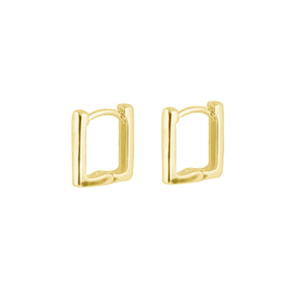 Small Plain Square Hoop Huggie Earrings in 18K Gold Plated Sterling Silver - sugarkittenlondon