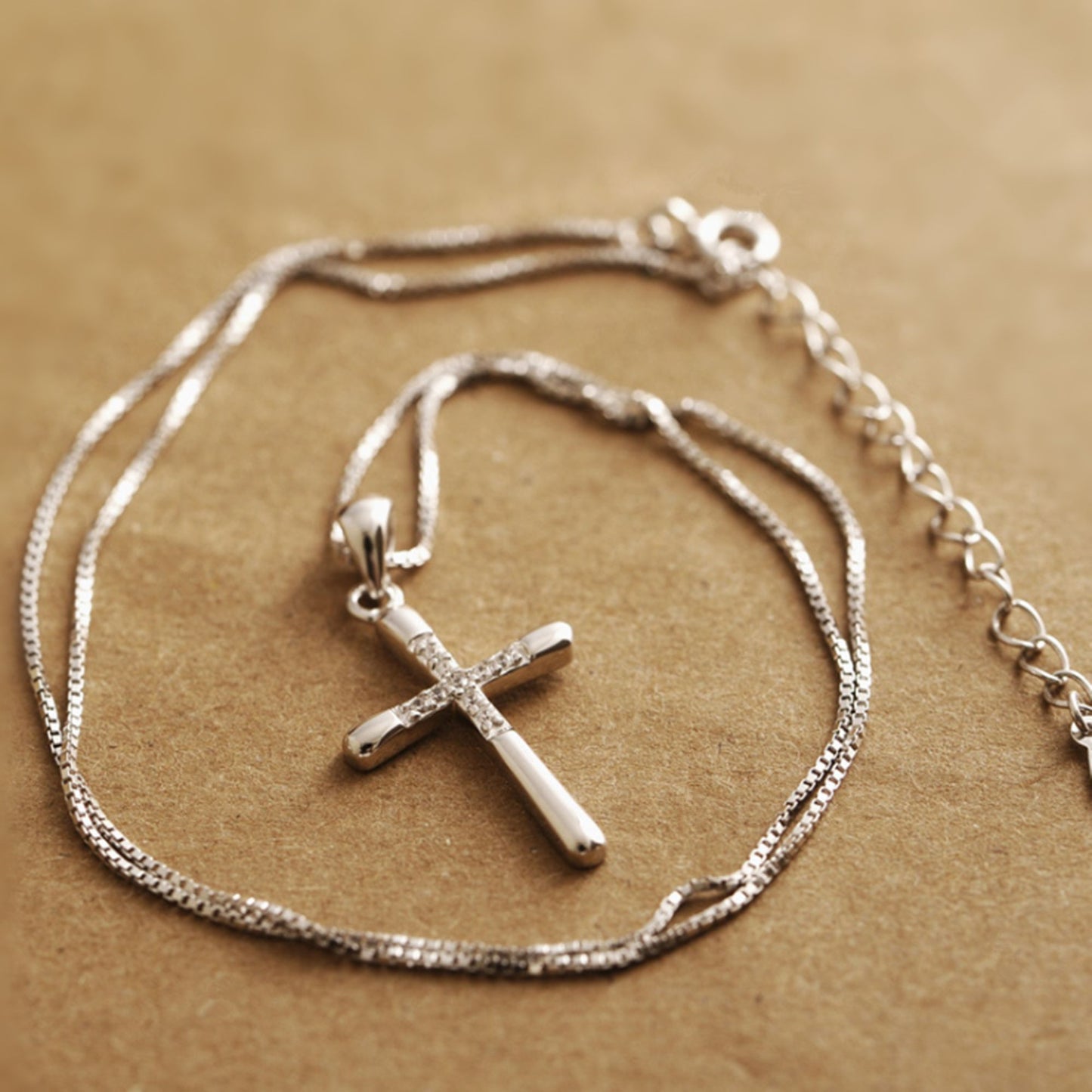 Sterling Silver CZ Paved Centre Cross Pendant, 31 x 15 mm