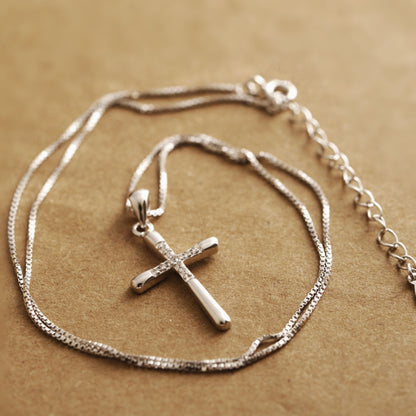 Sterling Silver CZ Paved Centre Cross Pendant, 31 x 15 mm