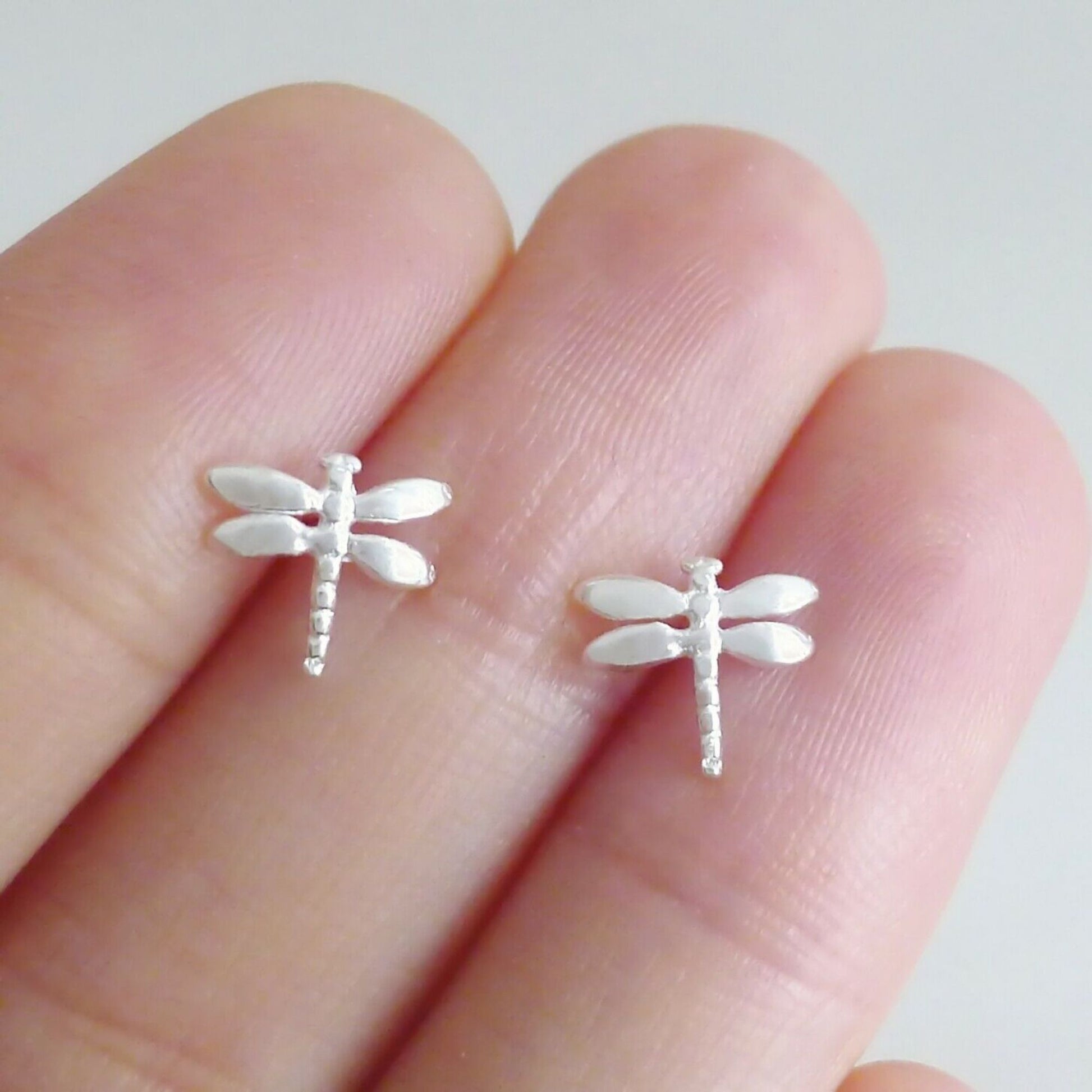 925 Sterling Silver Dragonfly Stud Earrings with Polished Finish - sugarkittenlondon