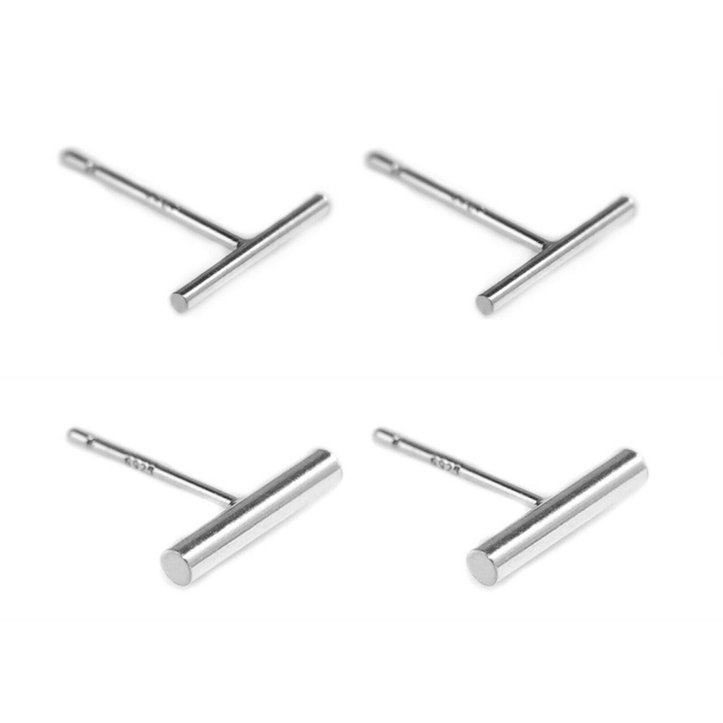 Sterling Silver Bar Line Linear Column Minimalist Simple Stud Earrings - sugarkittenlondon