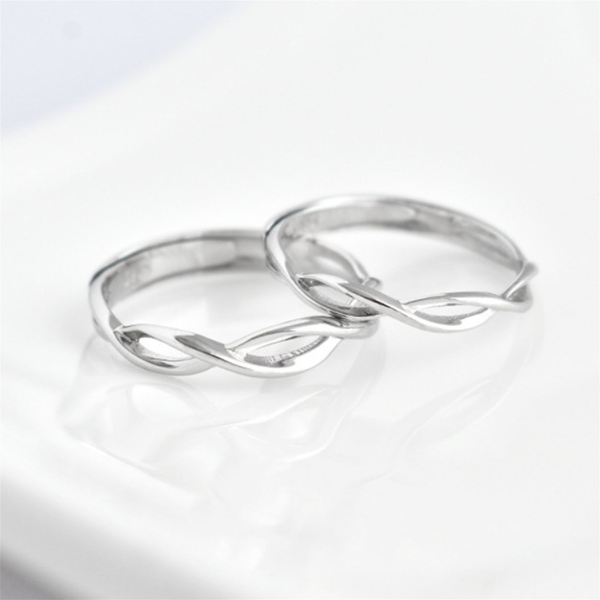Adjustable 2 Sterling Silver Criss Cross Infinity Love Knot Couple Rings - sugarkittenlondon