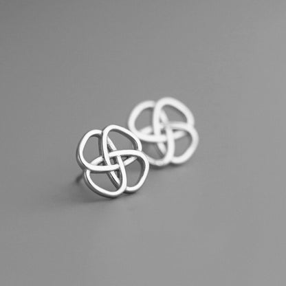 Celtic Knot Floral Wire Stud Earrings with 925 Sterling Silver Butterfly Backs - sugarkittenlondon