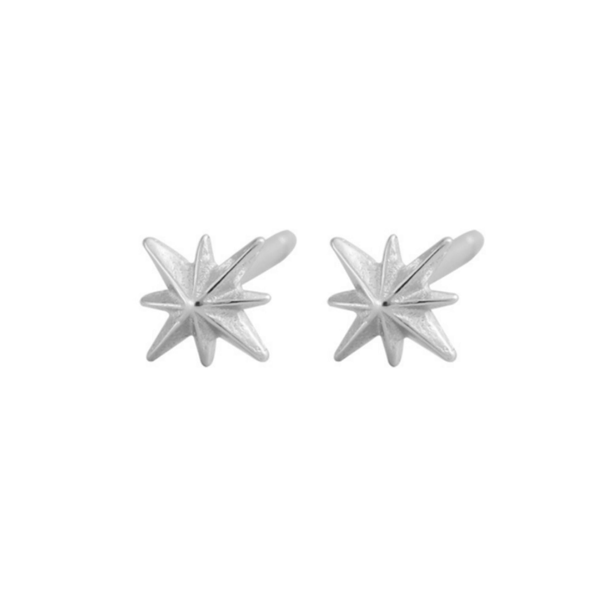 Sterling Silver Small 6mm Plain North Pole Star Stud Piercing Earrings - sugarkittenlondon