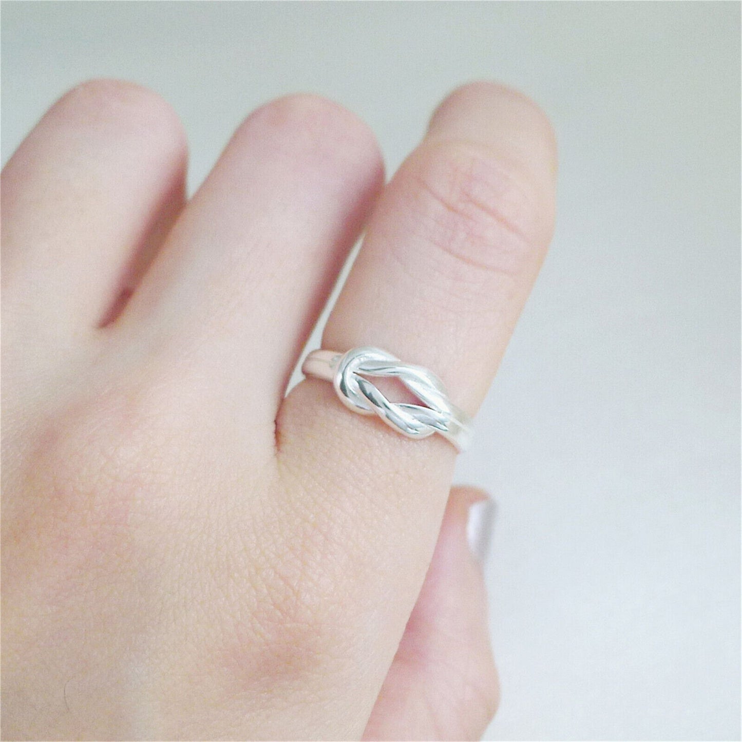 925 Sterling Silver Love Knot Ring with Adjustable Band - sugarkittenlondon