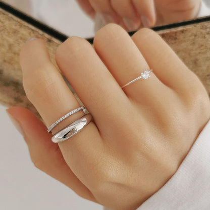 Sterling Silver Dome Slice Huggie Ring with Open Band in Rhodium & 18K Gold Plating - sugarkittenlondon