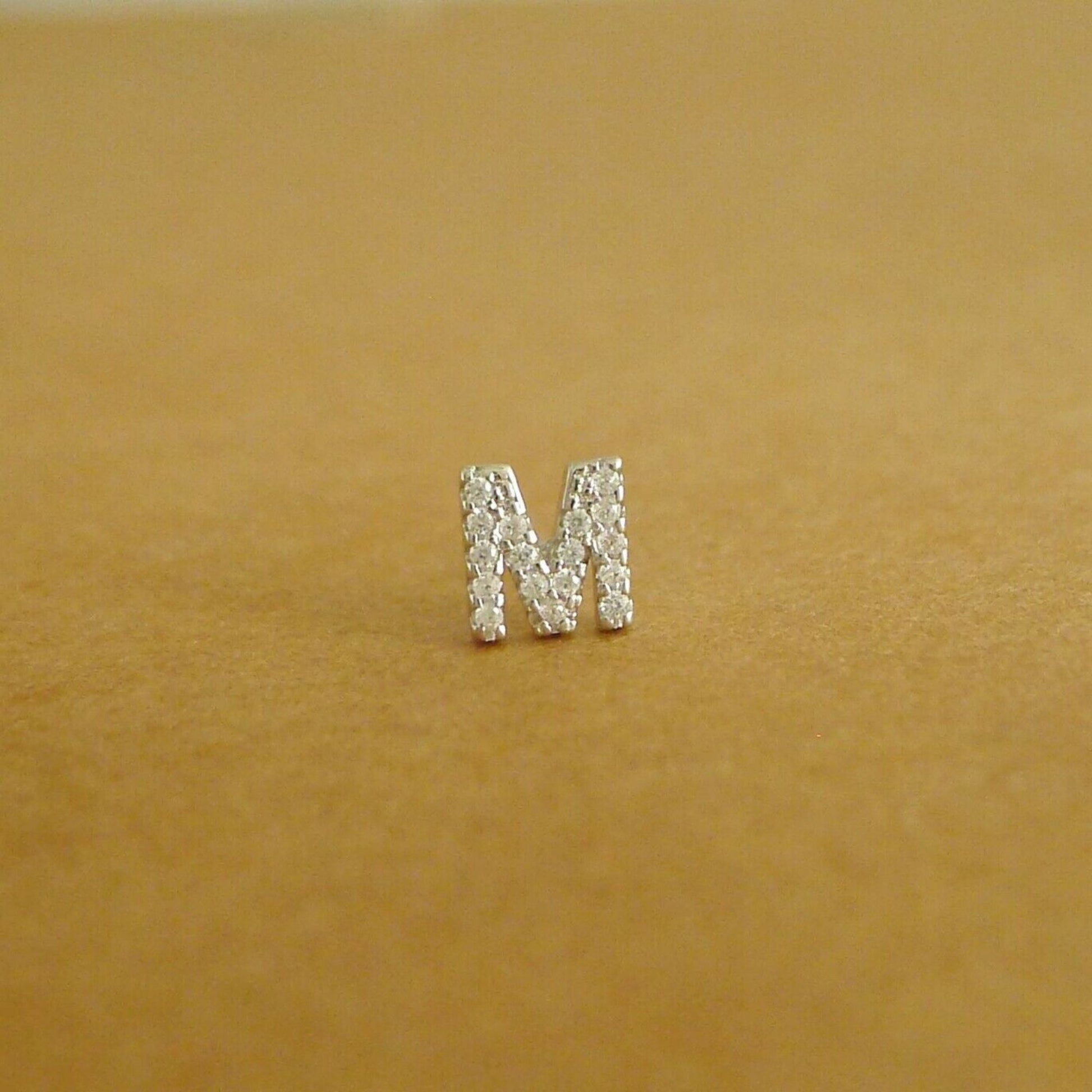Sterling Silver CZ Alphabet Letter Stud Earrings A-Z - Paved with Cubic Zirconia - sugarkittenlondon