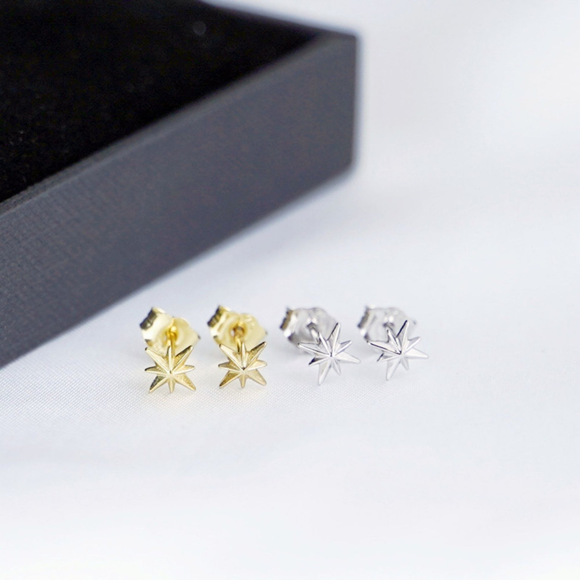 Sterling Silver Small 6mm Plain North Pole Star Stud Piercing Earrings - sugarkittenlondon