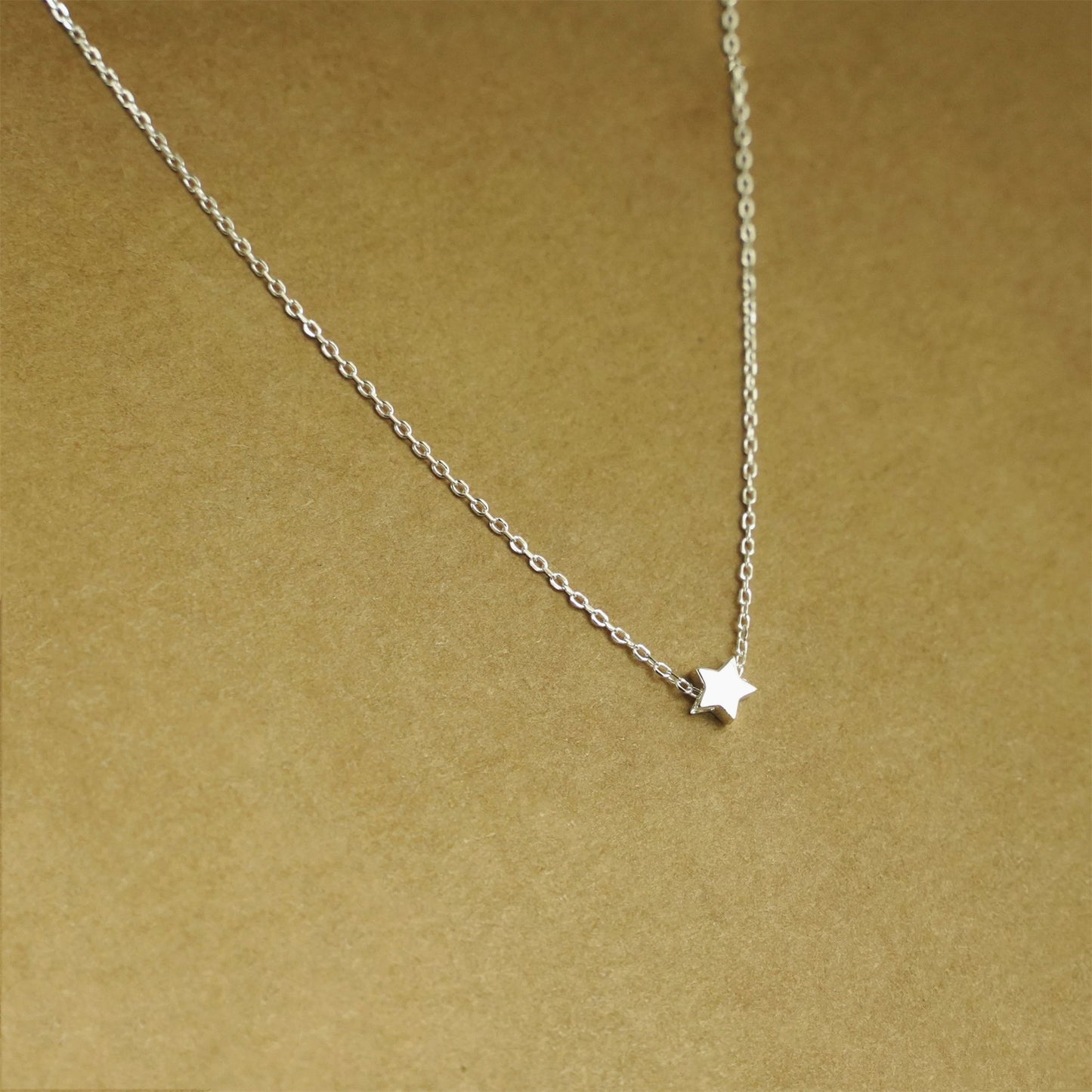 Sterling Silver Belcher Chain Necklace with Star Pendant - sugarkittenlondon