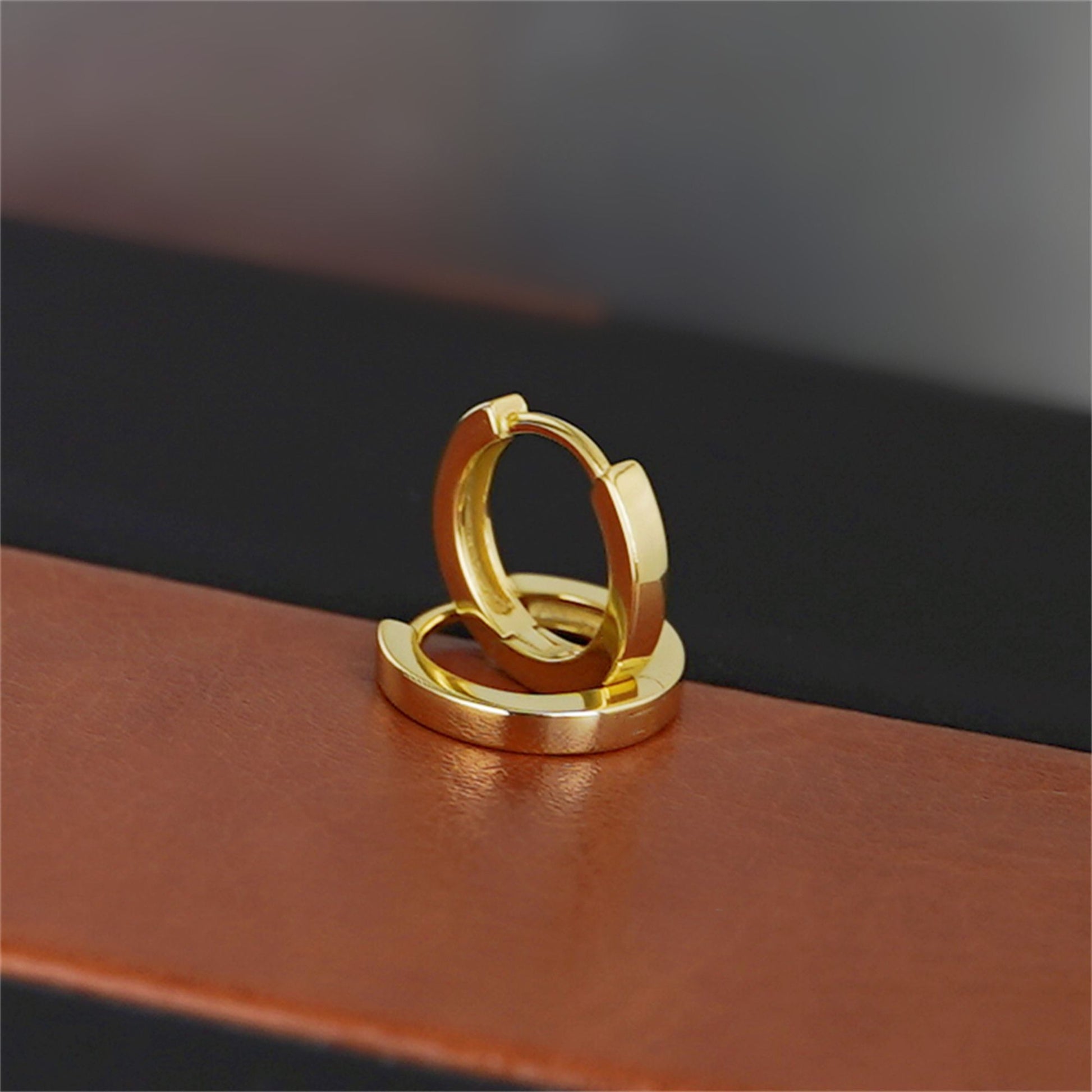 10mm Cuff Hoop Earrings with 2mm Band in 18K Gold Plated Sterling Silver - sugarkittenlondon