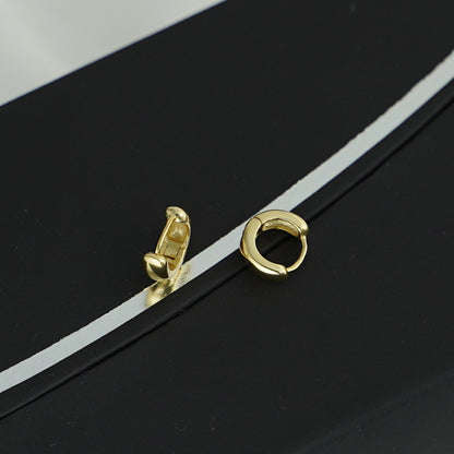 18K Gold on Sterling Silver 3mm Band Huggie Sleeper 6mm hoop earrings, 8mm & 10mm - sugarkittenlondon