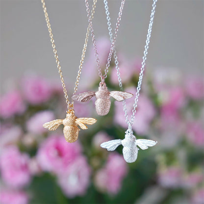 Bumble Bee Pendant Necklace in Sterling Siver , 24k Gold & Rose Gold - sugarkittenlondon