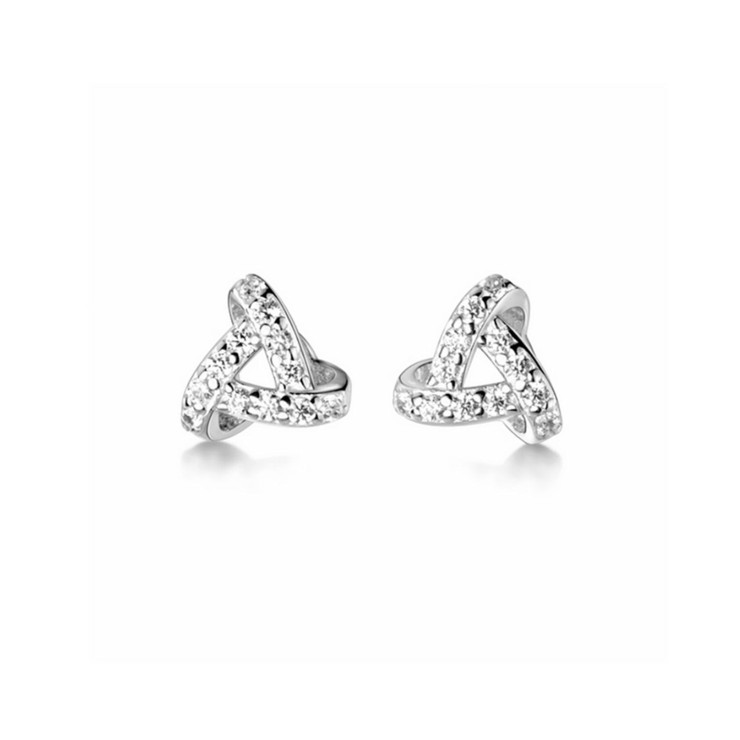 925 Sterling Silver Cubic Zirconia Stud Earrings with Triple Knot Design - sugarkittenlondon