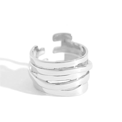925 Sterling Silver Crossover Ring with Multi Band and Shiny Finish - sugarkittenlondon