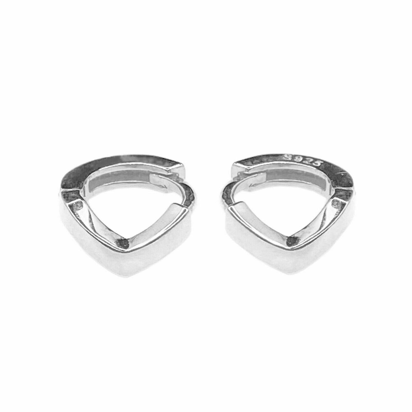 6mm-8mm Sterling Silver Wishbone CZ Huggie Lobe Earrings with Plain Bead Edge - sugarkittenlondon