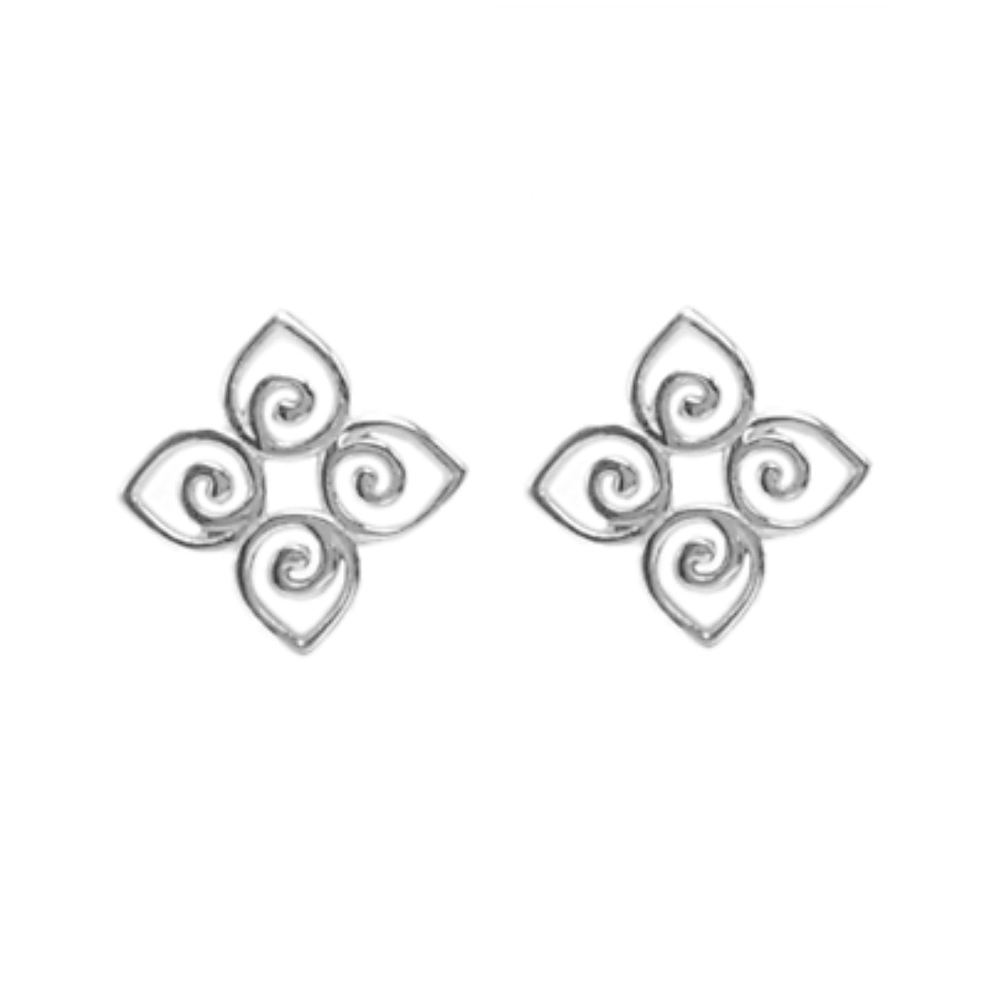 Sterling Silver Celtic Knot Square Floral Filigree Stud Earrings - sugarkittenlondon