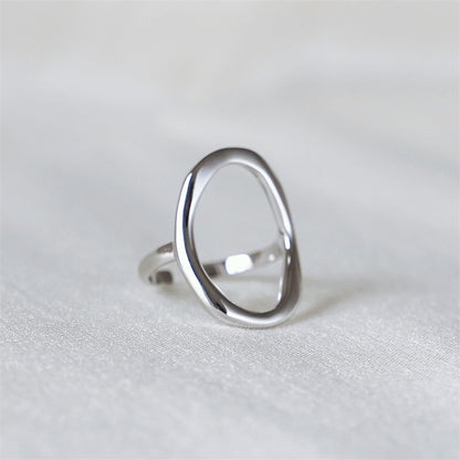 Sterling Silver Open Band Ring with Bent Oval Design - sugarkittenlondon