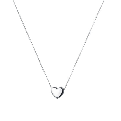 Sterling Silver Heart Necklace with Rhodium Plating and Bead Box Chain - sugarkittenlondon