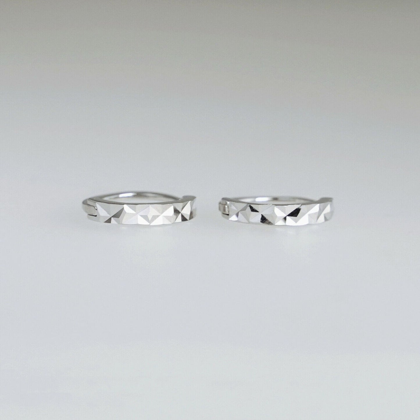 925 Sterling Silver Cuff Earrings with Reverse Worn Plain Diamond Cut Small Hoop - sugarkittenlondon
