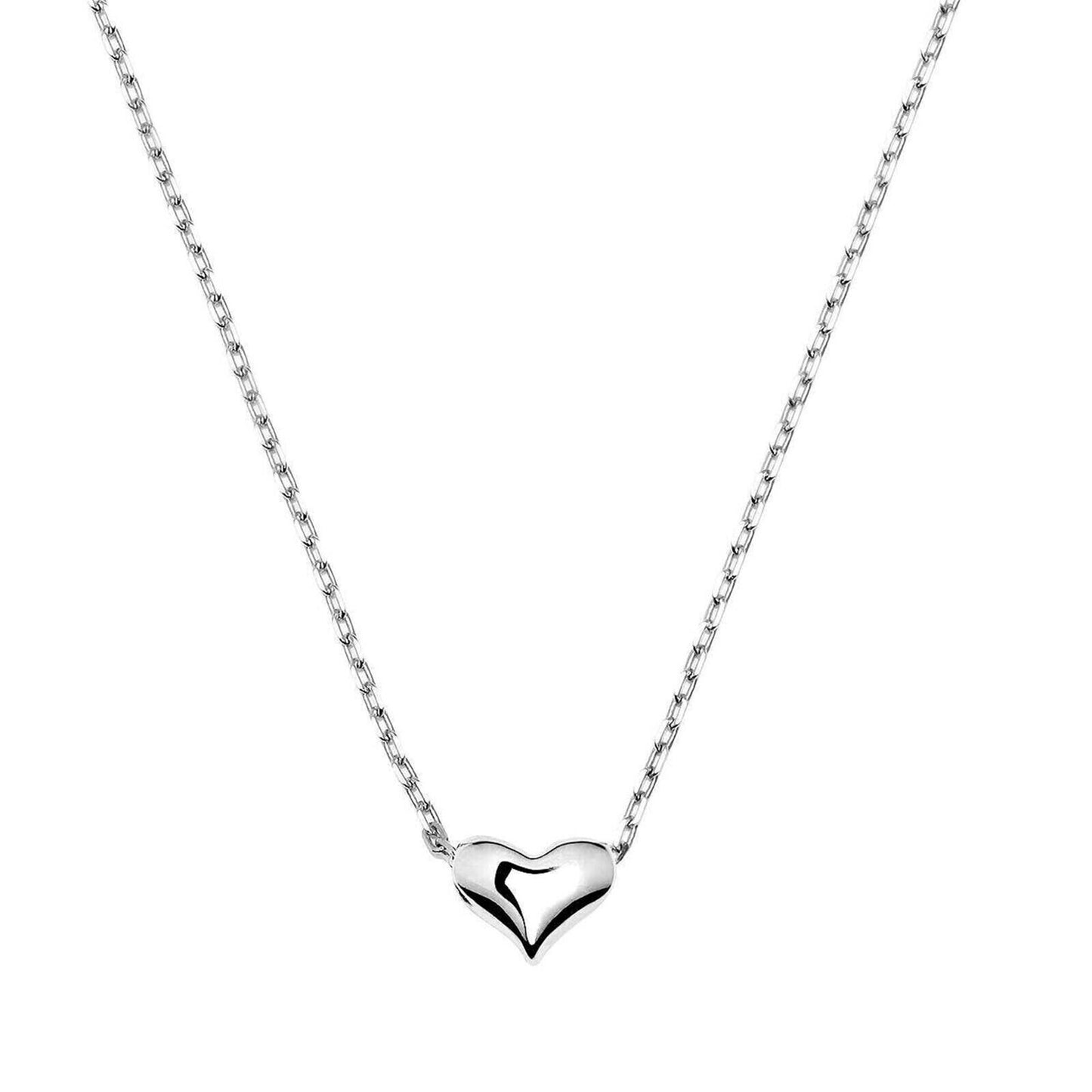 Sterling Silver 3D love Heart Chain Necklace for Women - sugarkittenlondon