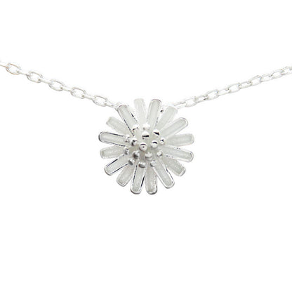 Sterling Silver Daisy Chain Necklace with 11mm Daisy Flower Blossom Pendant and Lobster Clasp - sugarkittenlondon