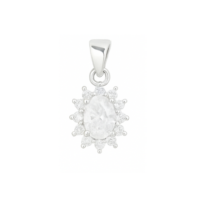 Sparkling Sterling Silver Cluster Pendant Necklace with Clear CZ