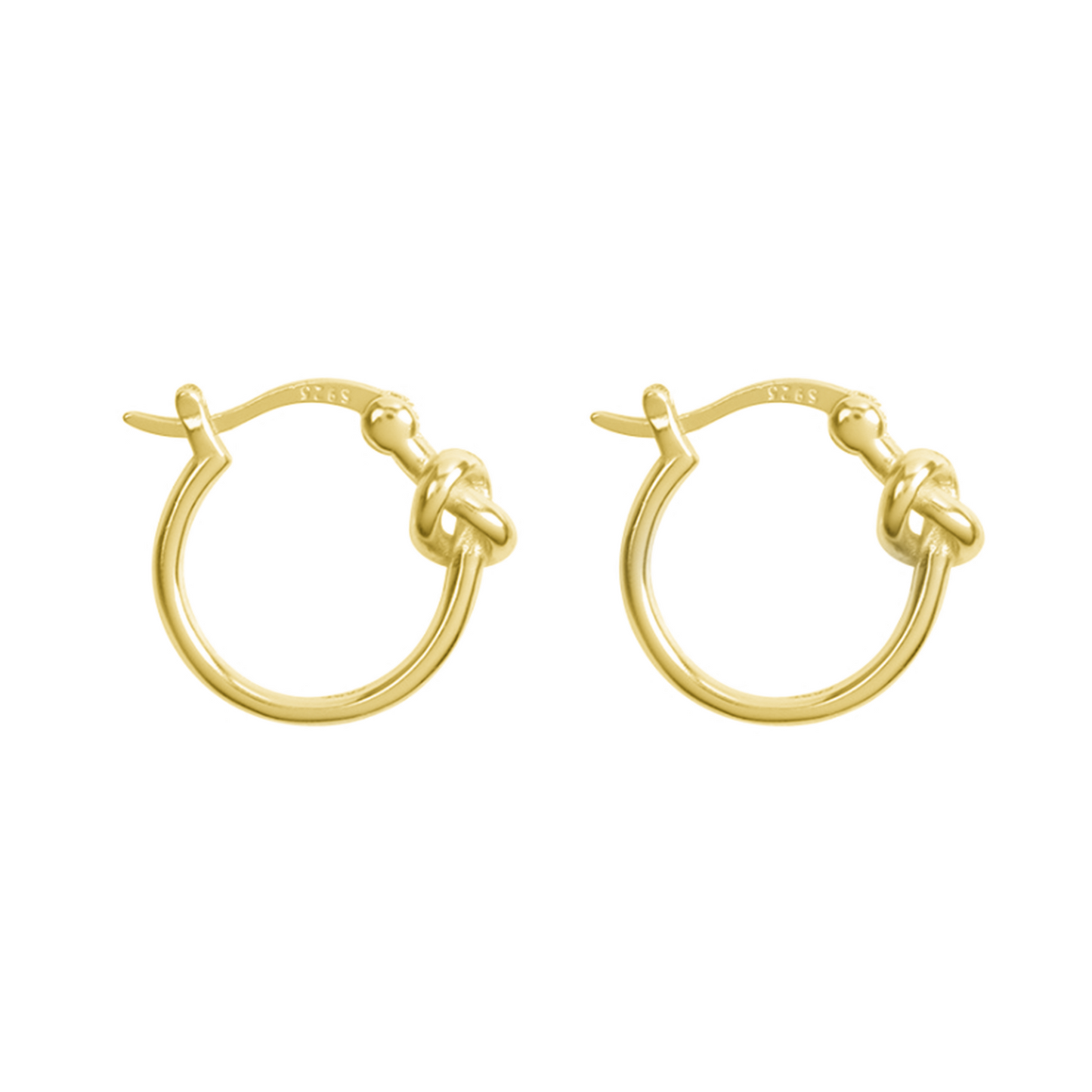 Gold on Sterling Silver Love Knot Creole Sleeper Drop Hoop French Lock Earrings