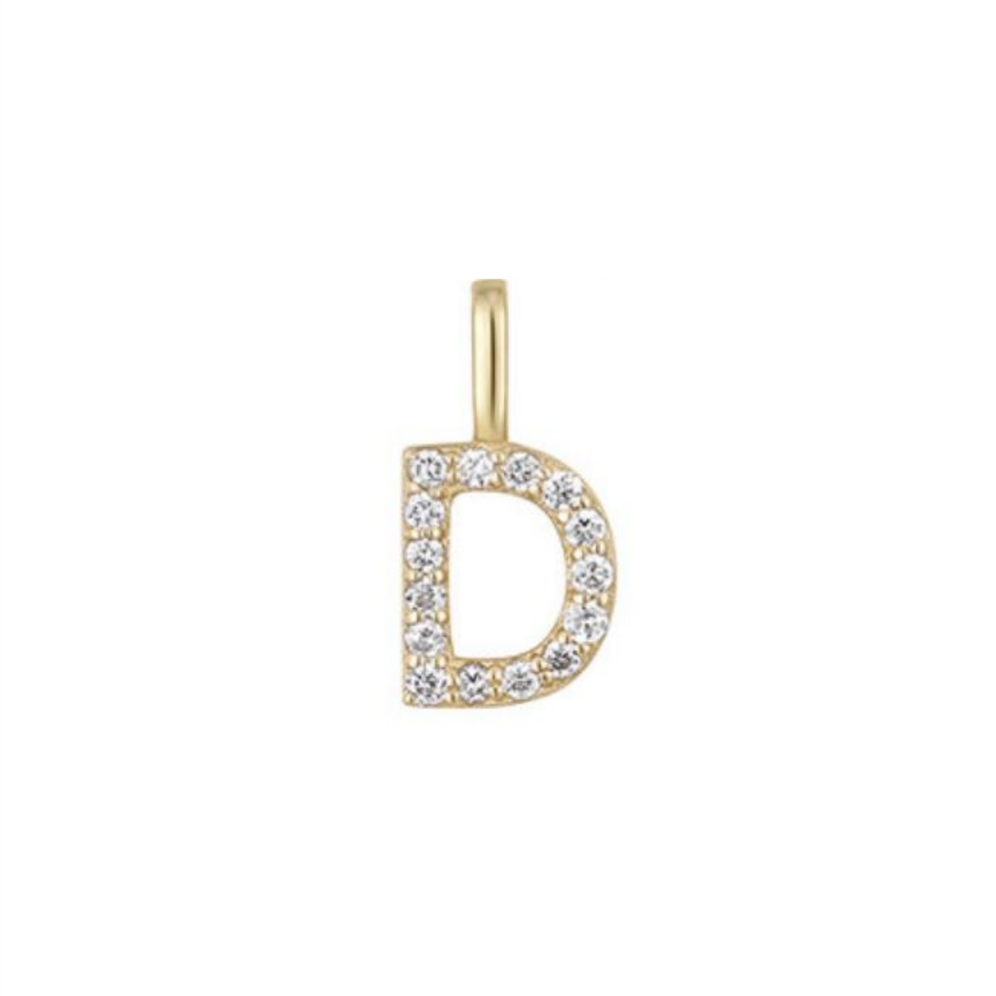 14K Gold on Sterling Silver Paved CZ MINI A-Z Letter Alphabet Initial DIY Charm Pendant 11 - 12mm
