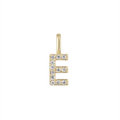 14K Gold on Sterling Silver Paved CZ MINI A-Z Letter Alphabet Initial DIY Charm Pendant 11 - 12mm
