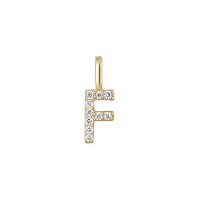 14K Gold on Sterling Silver Paved CZ MINI A-Z Letter Alphabet Initial DIY Charm Pendant 11 - 12mm