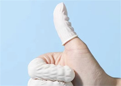 100Pcs Rubber Finger Cot Glove Latex Finger Tip for Watch Jewellery Making - Cream White / Pink / Black