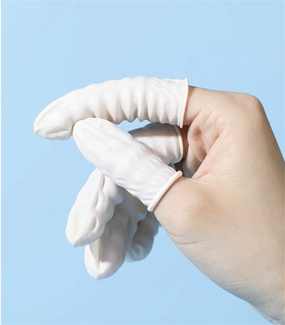 100Pcs Rubber Finger Cot Glove Latex Finger Tip for Watch Jewellery Making - Cream White / Pink / Black