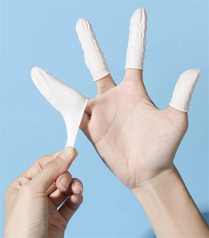 100Pcs Rubber Finger Cot Glove Latex Finger Tip for Watch Jewellery Making - Cream White / Pink / Black