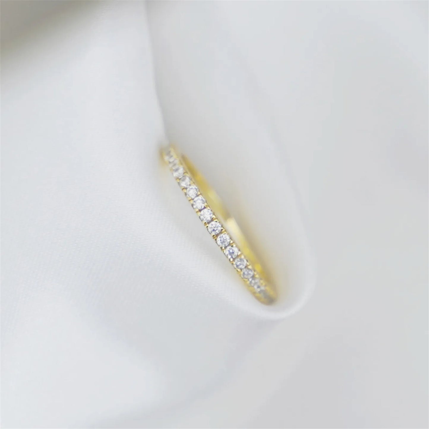 Sterling Silver Full Eternity 2mm Paved CZ Crystal Stacking Band Ring H - U