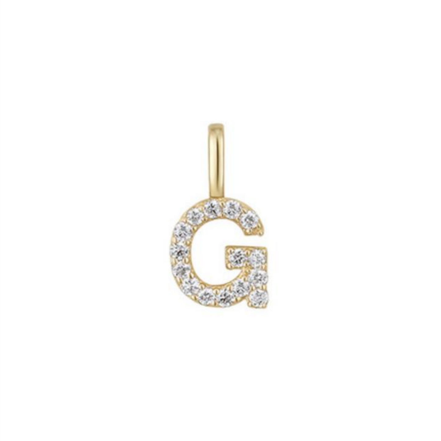 14K Gold on Sterling Silver Paved CZ MINI A-Z Letter Alphabet Initial DIY Charm Pendant 11 - 12mm