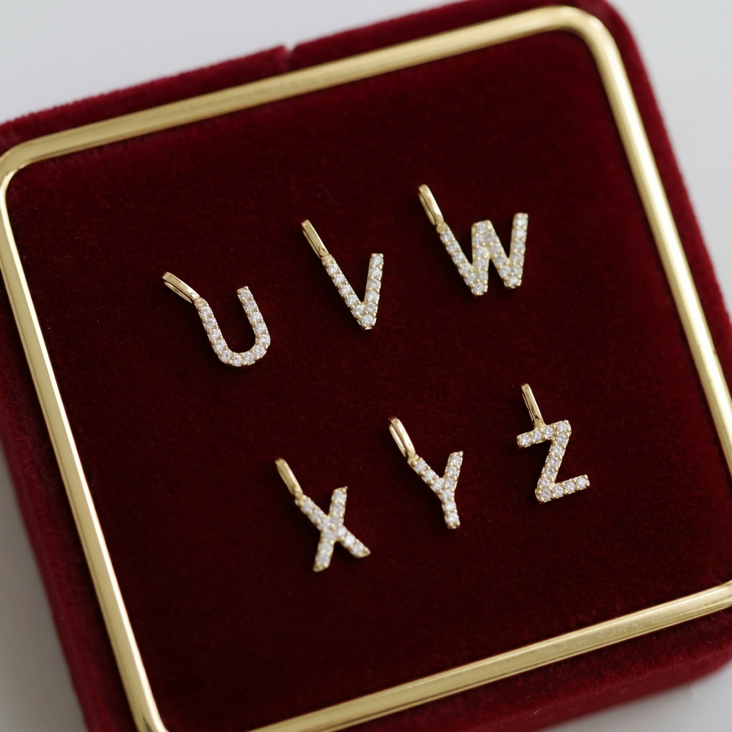 14K Gold on Sterling Silver Paved CZ MINI A-Z Letter Alphabet Initial DIY Charm