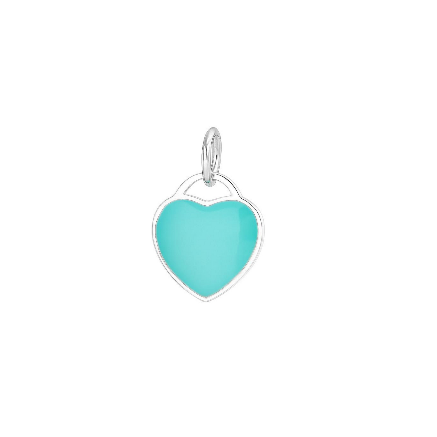 Sterling Silver Pink Turquoise Heart Pendant Charm with Glazed One Side