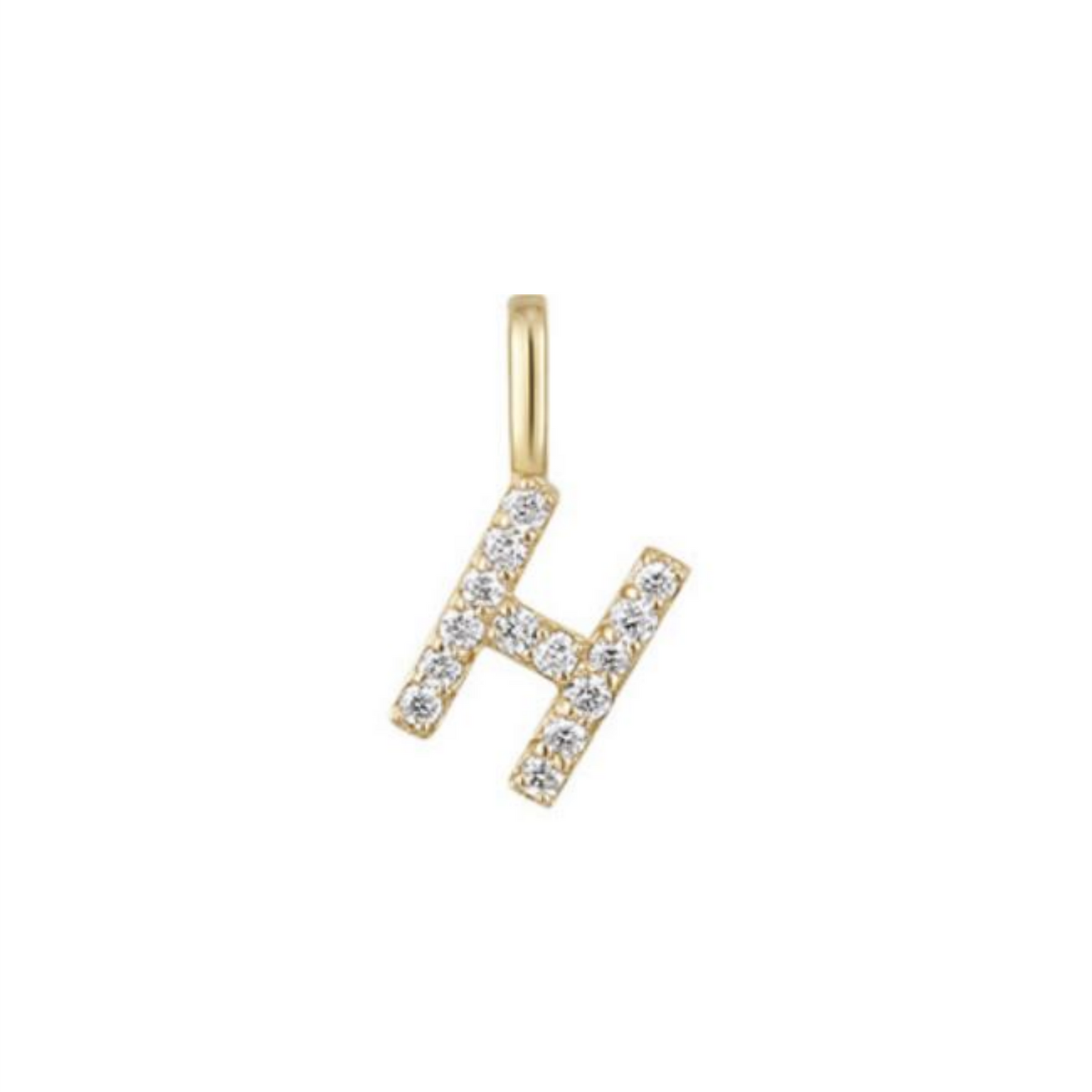 14K Gold on Sterling Silver Paved CZ MINI A-Z Letter Alphabet Initial DIY Charm Pendant 11 - 12mm