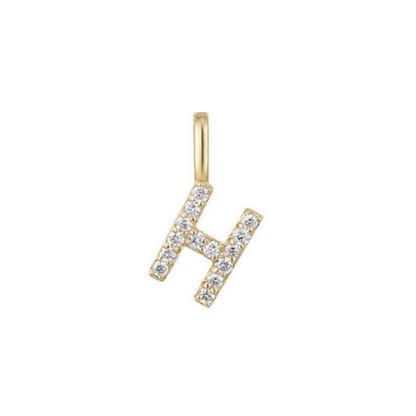14K Gold on Sterling Silver Paved CZ MINI A-Z Letter Alphabet Initial DIY Charm Pendant 11 - 12mm